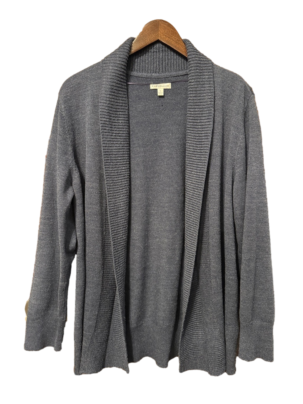 croft & barrow Women's blue Open-Front Shawl Collar Cardigan Size L
